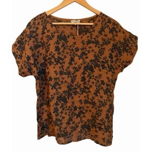 Bellambra Linen Tunic Cap Sleeve Top Womens S Floral Italy Relaxed Lagenook NEW